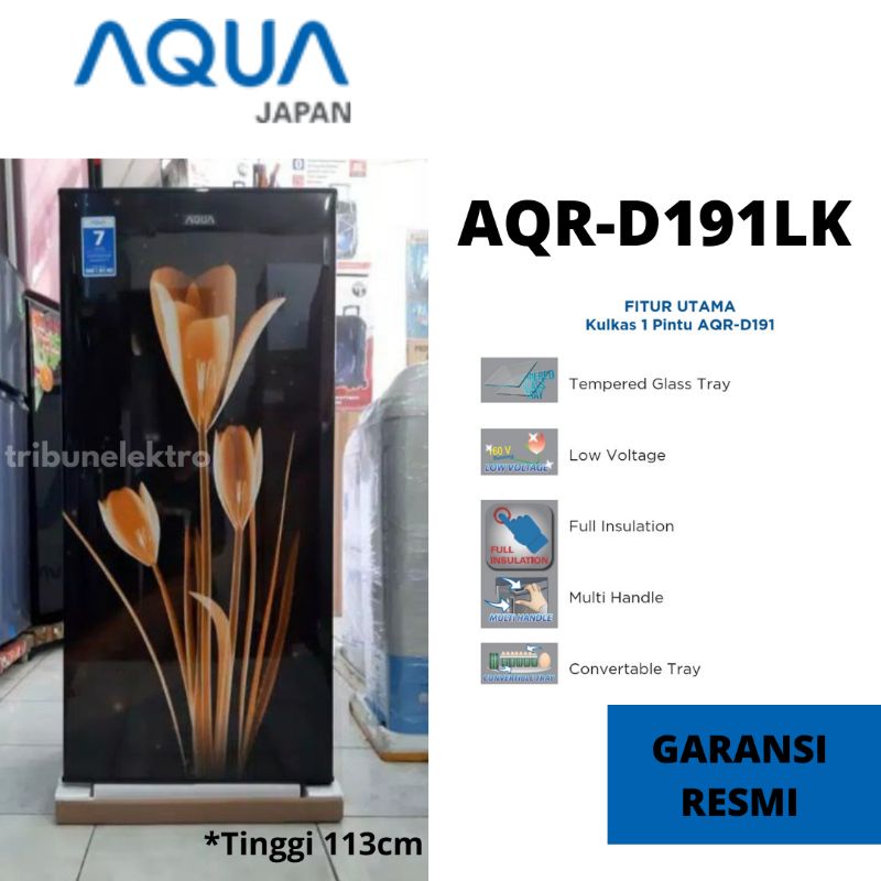 Kulkas Aqua 1 Pintu AQRD191LK/LB Motif Bunga Aqua Japan Sanyo Low Watt Toko Elektronik Tegal Pemalan