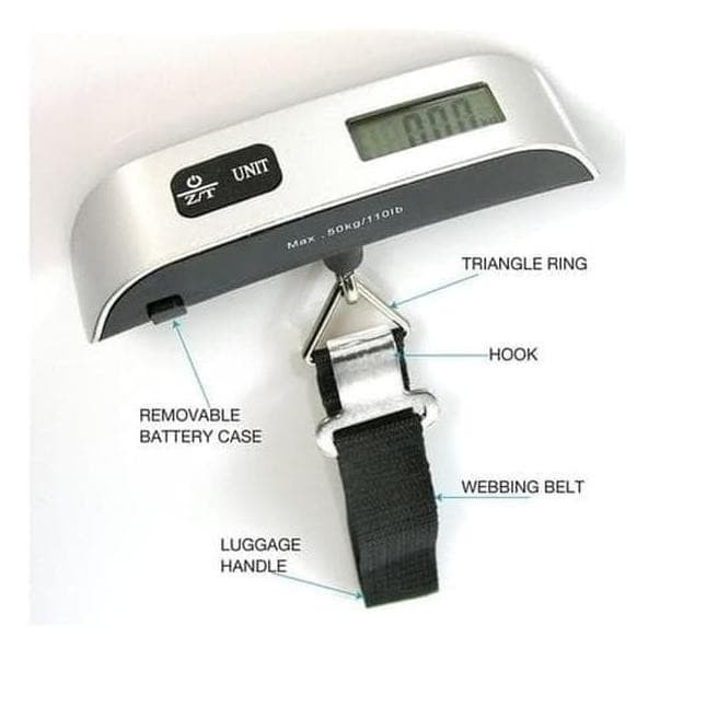 Timbangan Digital Silver Luggage Scale Travel Timbangan Koper Gantung