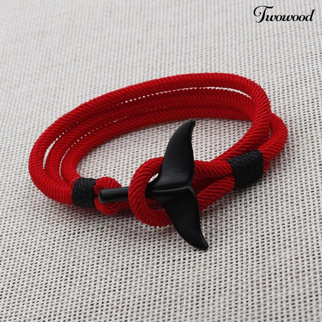 Gelang Tali Multilayer Handmade Adjustable Dengan Buckle Bentuk Hiu Untuk Pria Dan Wanita