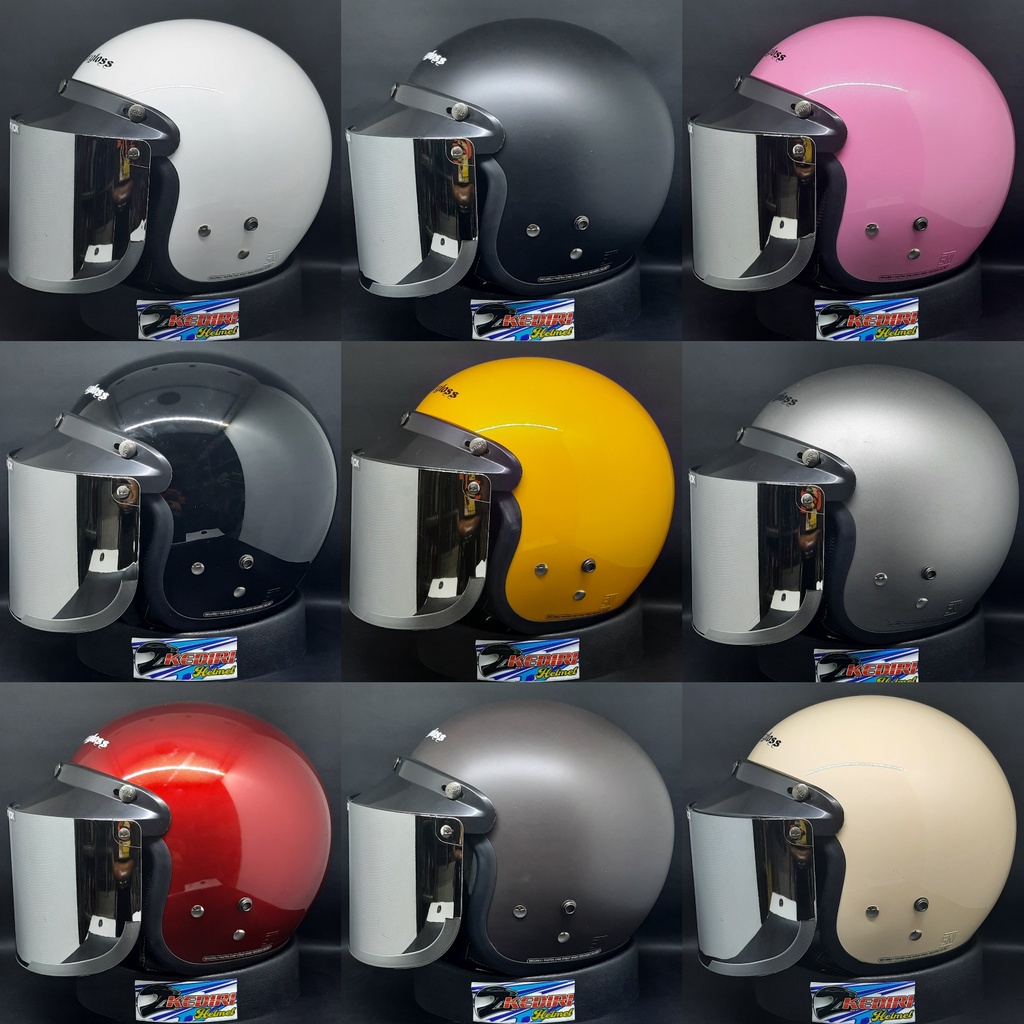 Helm CARGLOSS CFM original + visor kaca datar INJAK SILVER RAINBOW pelangi ongkir 1kg ori