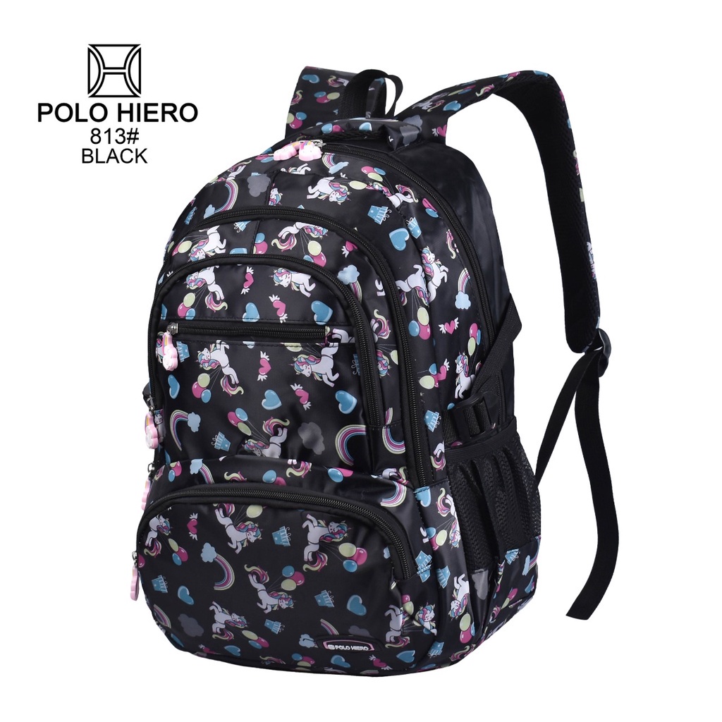 New Model Unicorn Tas Wanita Polo Hiero 813 Bahan Nylon Water Ressistant Tas Sekolah Fashion Perempuan