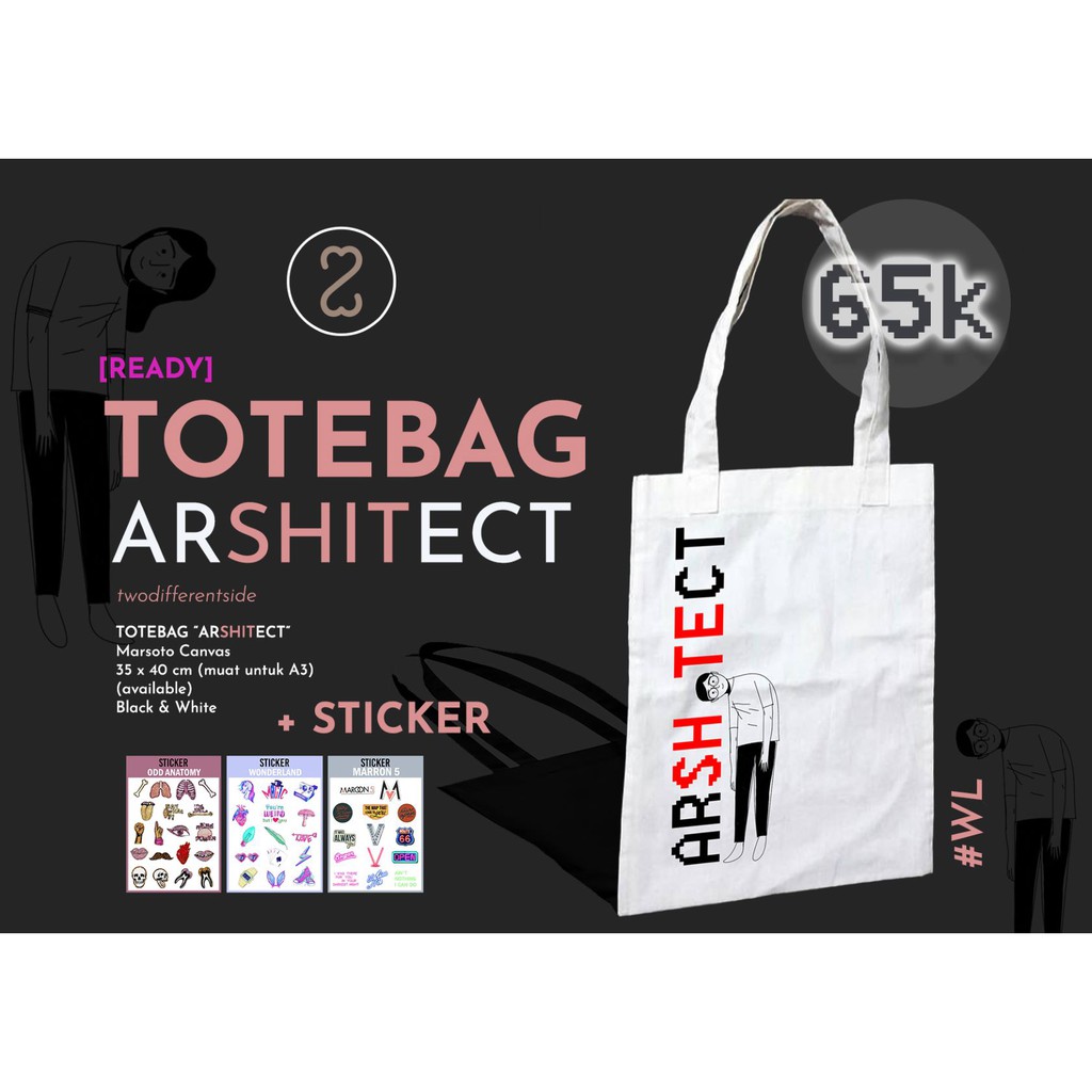 TOTE BAG : ARSHITECT [arsitektur] / White / Cowok