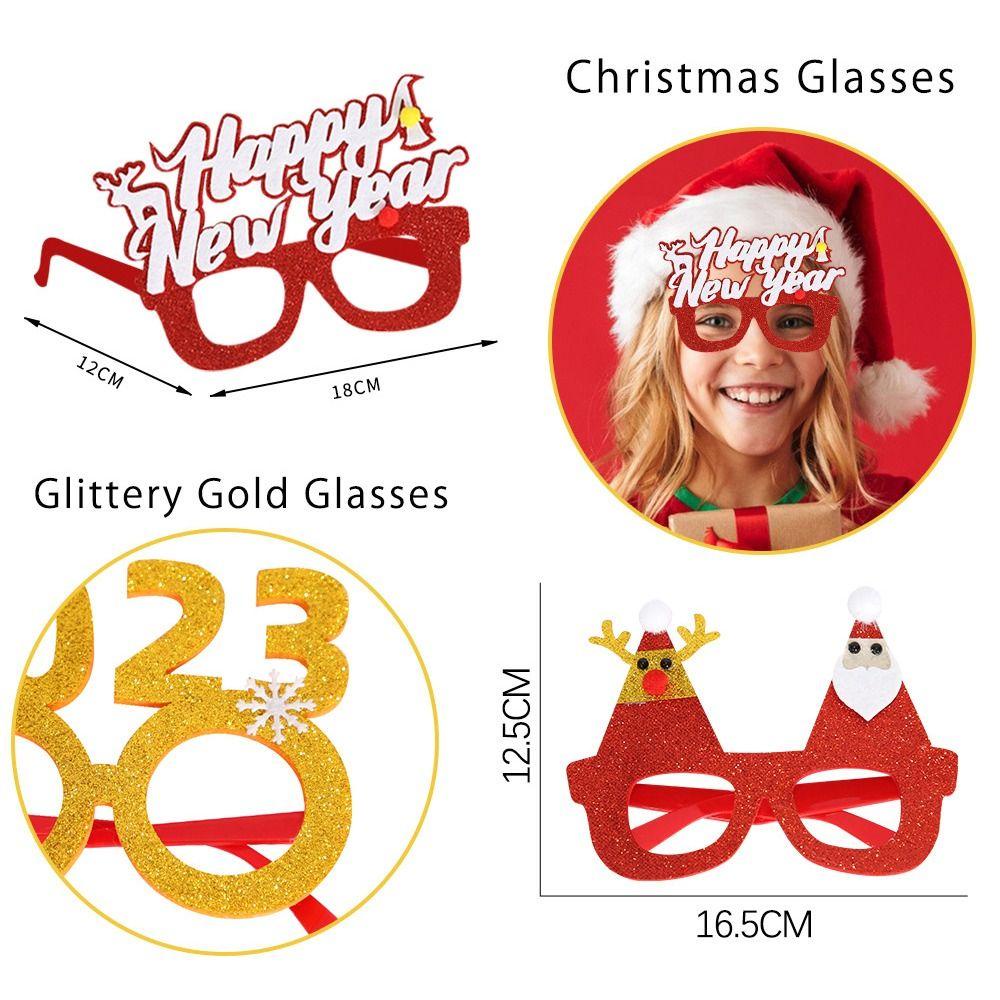 Top Kacamata Natal Cosplay Costume Eyeglasses Party Glasses Dekorasi Liburan Menyenangkan Hadiah Natal Aksesoris Natal Untuk Anak-Anak