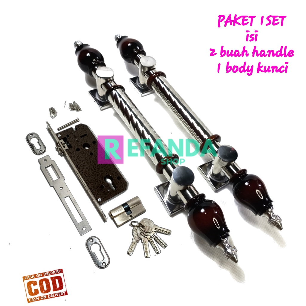paket 1set gagang handle tarikan pegangan pintu rumah minimalis panjang 50cm fullset body kunci untu