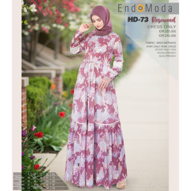 Gamis Original HD 73 Fliral by Endomoda|Gamis Motif Bunga|Home Dress Katun|Home Dress Nyaman|Hijaber