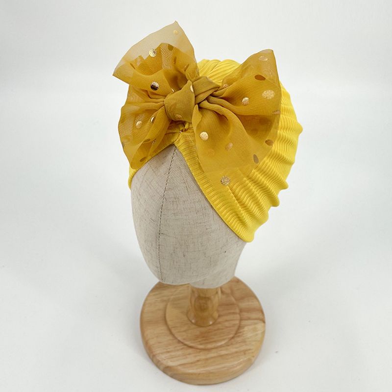 (Pimenova) Turban Anak Bayi Pita Polka 0-3 tahun - Bandana Bayi Perempuan - Ciput Bayi-mustard