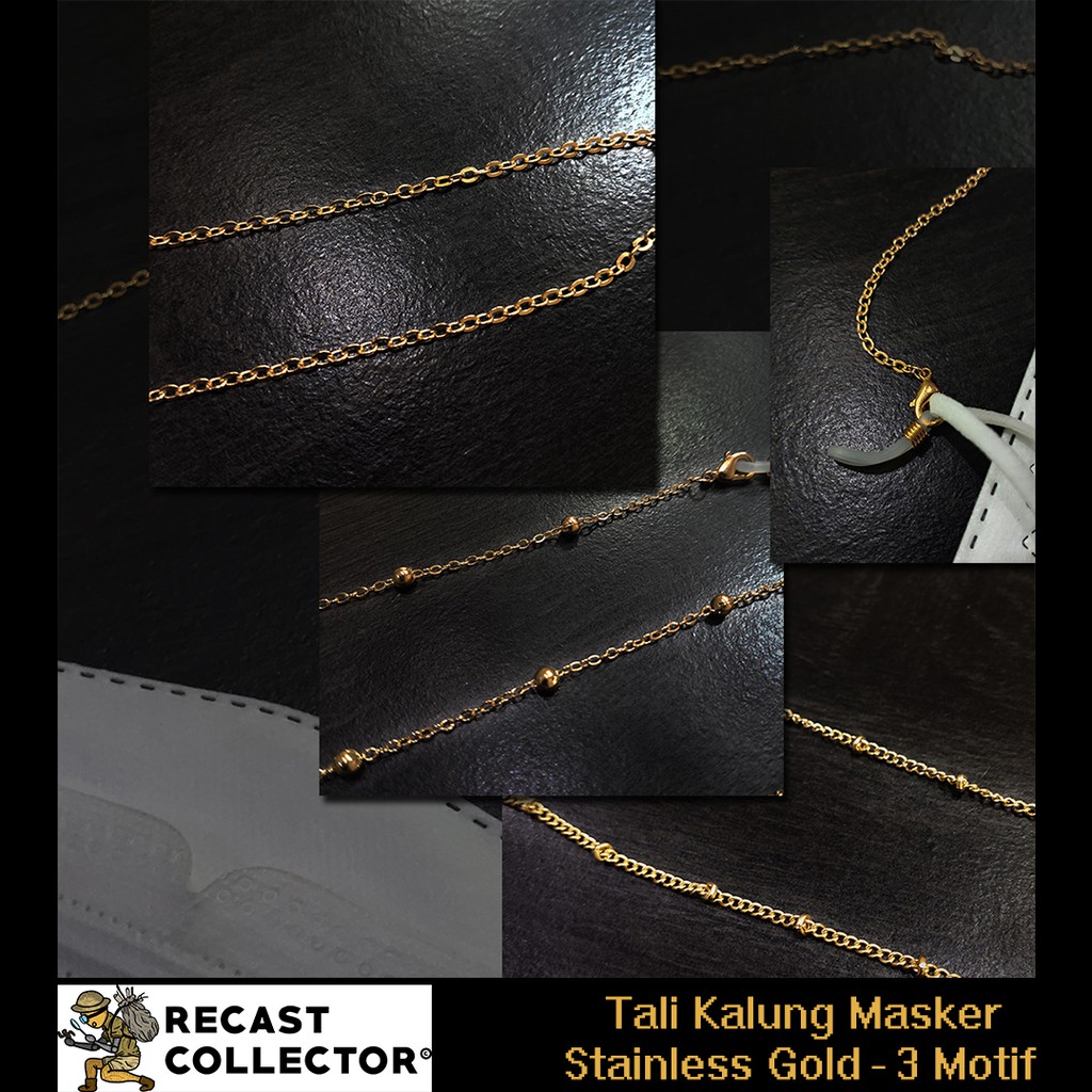 Tali Kalung Masker Perempuan Stainless Gold emas Korean Style Rantai