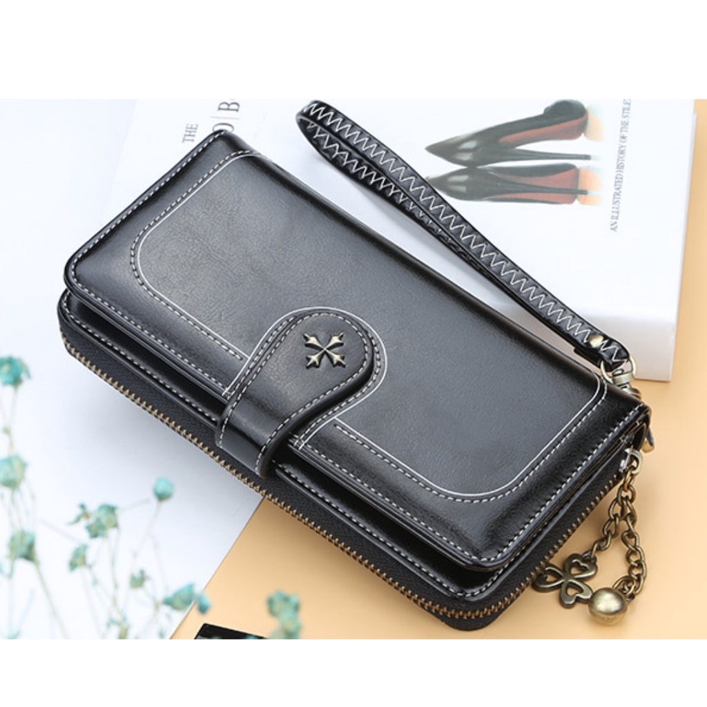 DOMPET PANJANG WANITA BAELLERRY HITAM DOVENA KULIT KARTU WA593B5 RESLETING REMAJA IMPORT UANG KOIN TALI KEKINIAN PREMIUM KOREA PENDEK BATAM BRANDED