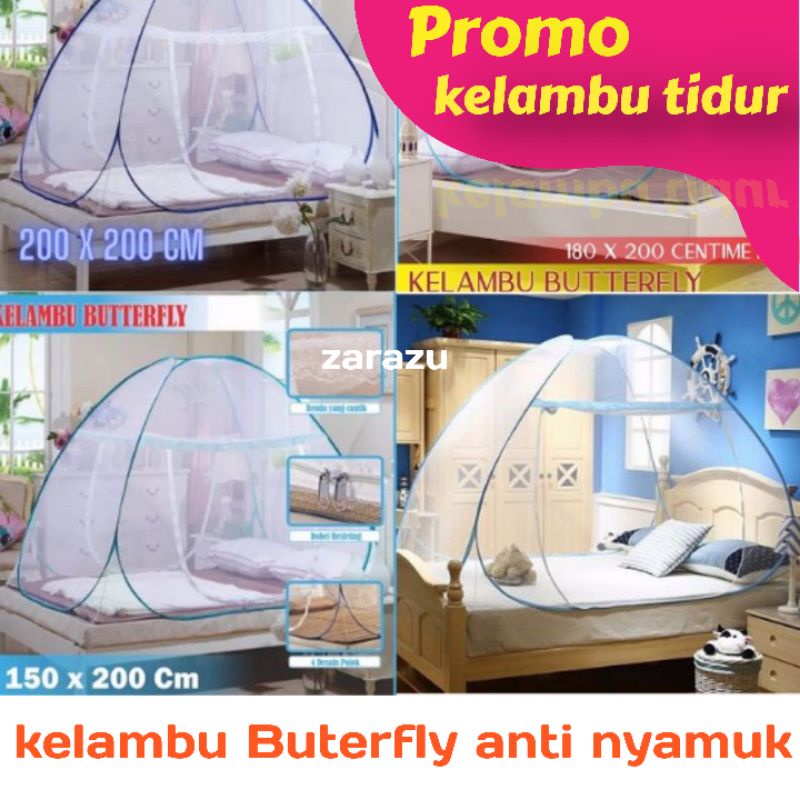 KELAMBU BUTERFLY  SUPER JUMBO UK 200 x 200   Kelambu Tempat Tidur Model Tenda Anti Nyamuk Kasur Bayi Dewasa Kamar