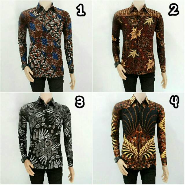 Baju Kemeja Hem Batik Atasan Pria Lengan Panjang Motif Casual
