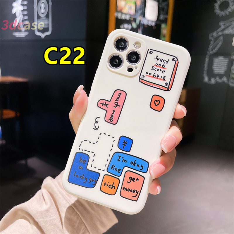 Casing Soft Case Compatible For IPhone 11 12 13 PRO MAX 13 mini 6 7 6S 8 Plus X XR XSMAX Se 2020 6SPlus 7Plus 6Plus 8Plus XS A16 A15 A7 A5S Y20 Y12 Tetris Game Glossy Camera Lens Protector Cover