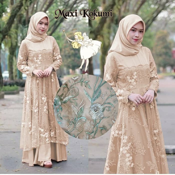 Gamis Murah ,Gamis Maxy Roberto Kokumi - Cokelat,Gamis Edisi Lebaran