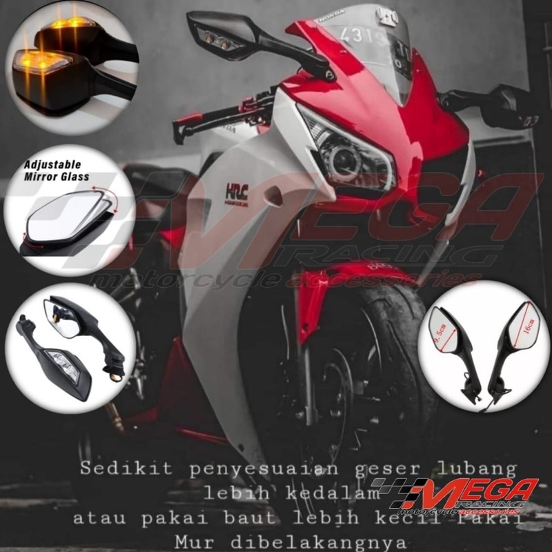 BISA COD !! Kaca Spion Model Ninja Kawasaki ZX10R Plus Sein Led Universal Motor Moge Zx 10r R25 R15 CBR150R ZX636 R6250FI CBR Zx 10 R RR XMAX NMAX ADV PCX BYSON TIGER MEGA PRO SEPION + LAMPU SEN CBR 250 Ducati V4R TERMURAH MURAH PREMIUM ORIGINAL