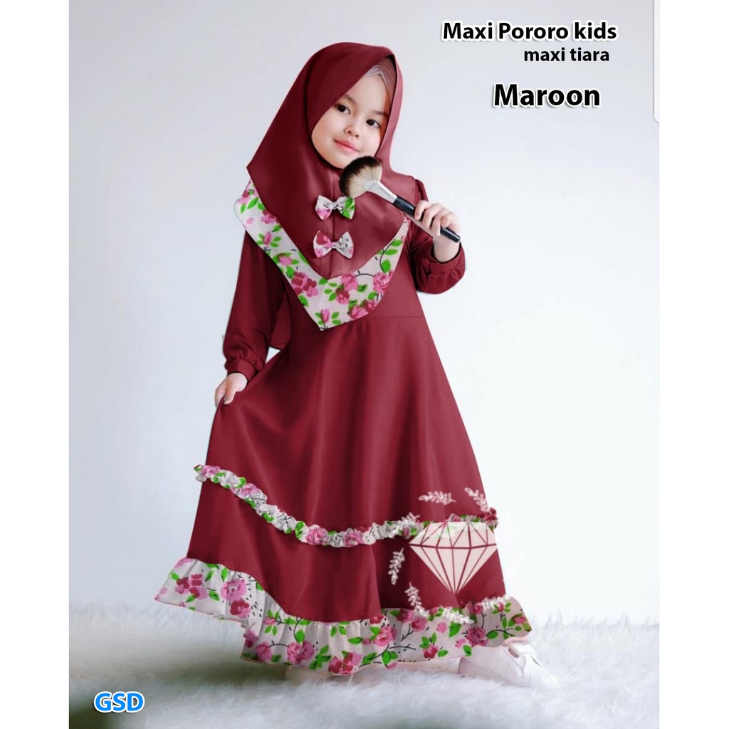 maxi pororo kids/baju muslim anak/maxi hijab anak/terusan dress gamis syari anak/maxi muslim anak