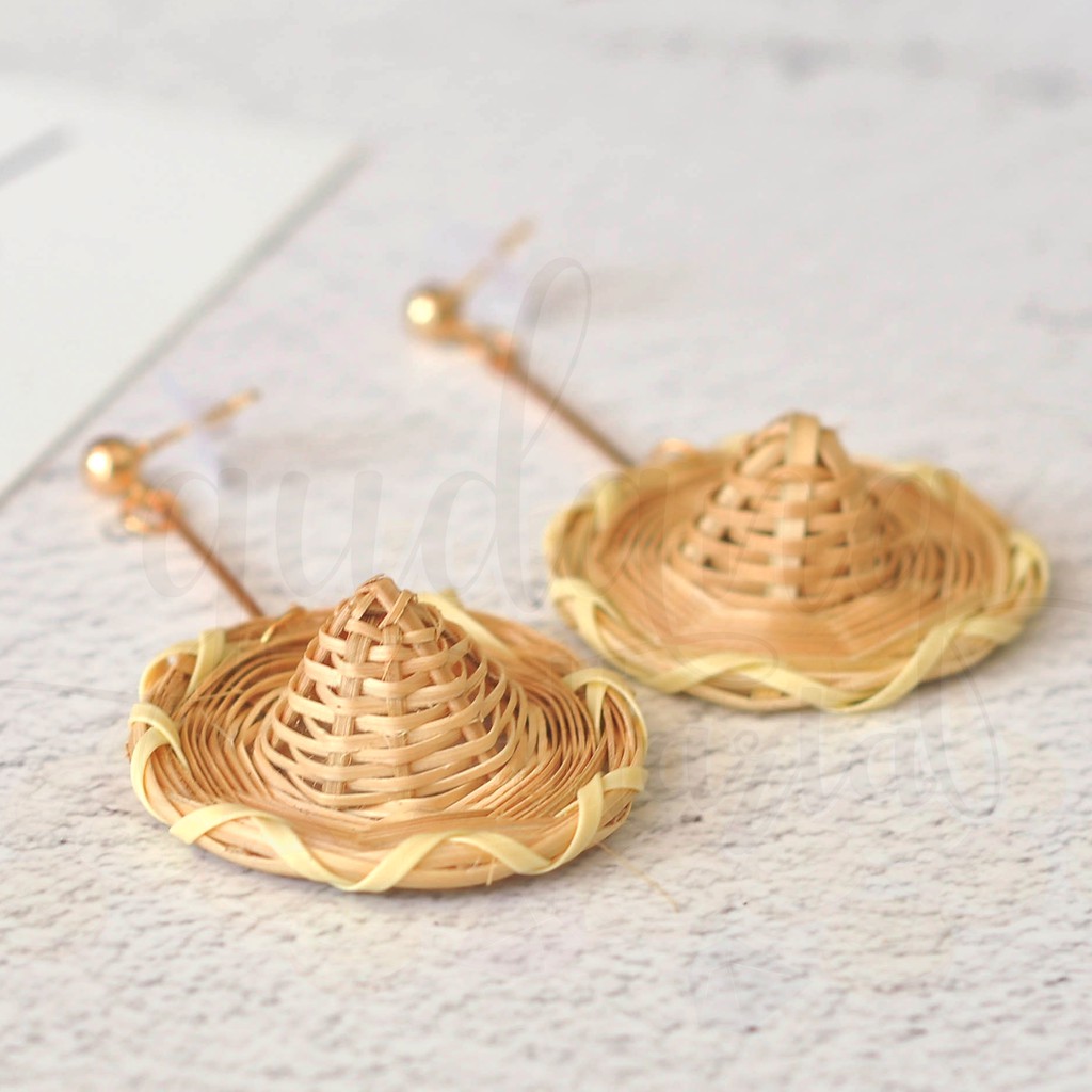 Anting Stud Panjang Topi Jerami 3D Strawhat Lucu Unik GH 203323