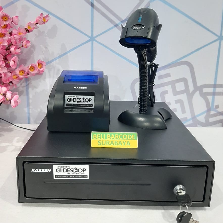 MESIN KASIR UNTUK RESTO DAN SWALAYAN ALL SET (LACI+PRINTER THERMAL+SCANNER 1D)
