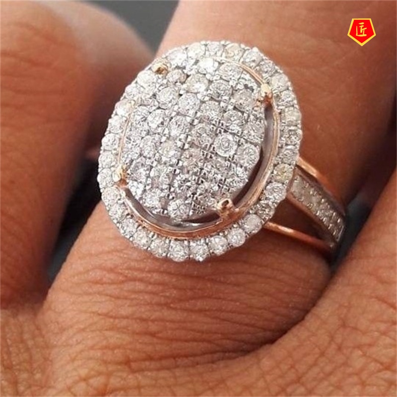 [Ready Stock]18K Rose Gold Color Separation Ring Luxury Fashion Elegant