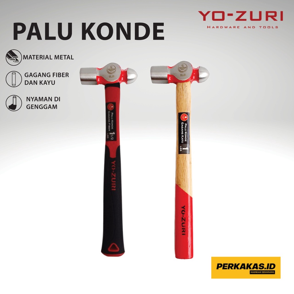 Palu Besi Konde Metal Gagang Fiber Kayu 0.5-2LB YOZURI