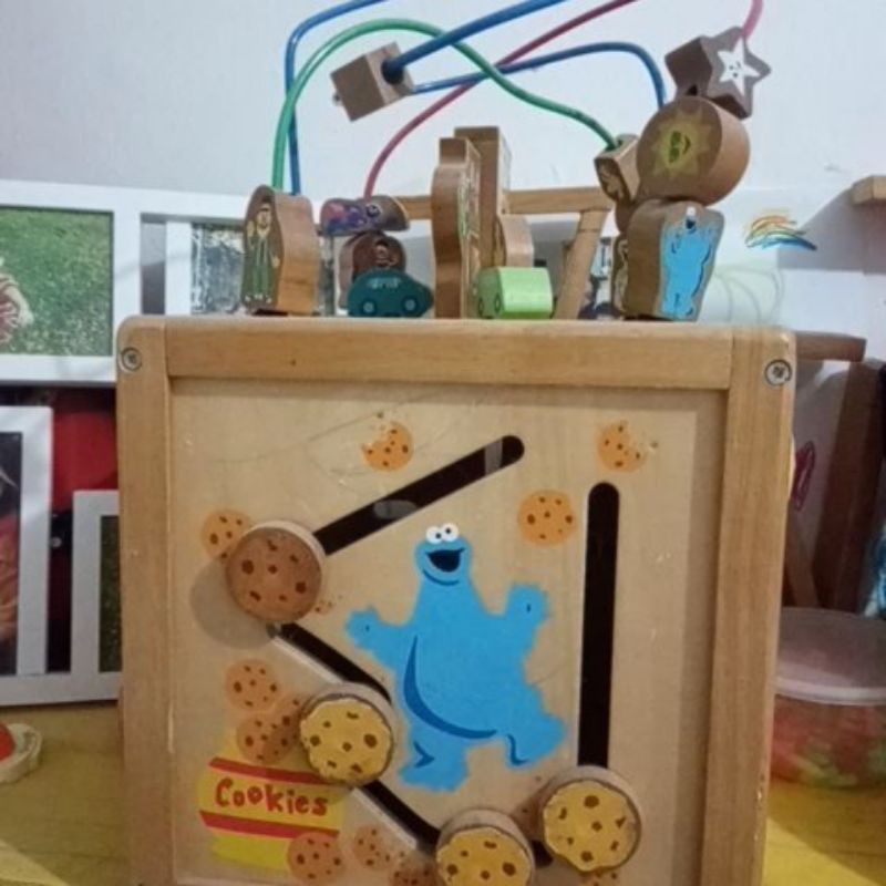 wooden busy box sesame street preloved