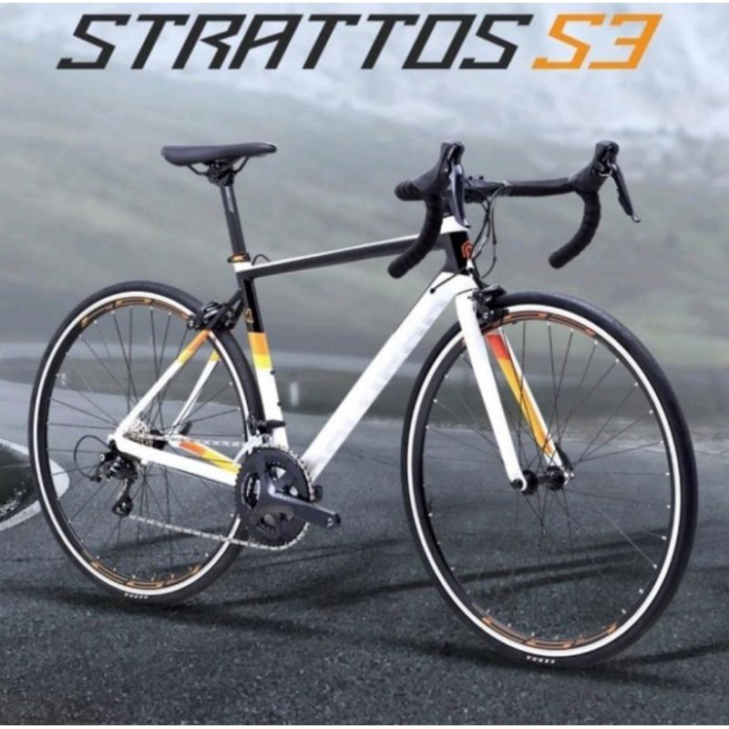 Sepeda Road Bike RB Balap Polygon Strattos S3 Hitam Putih Baru Murah Tahun 2021