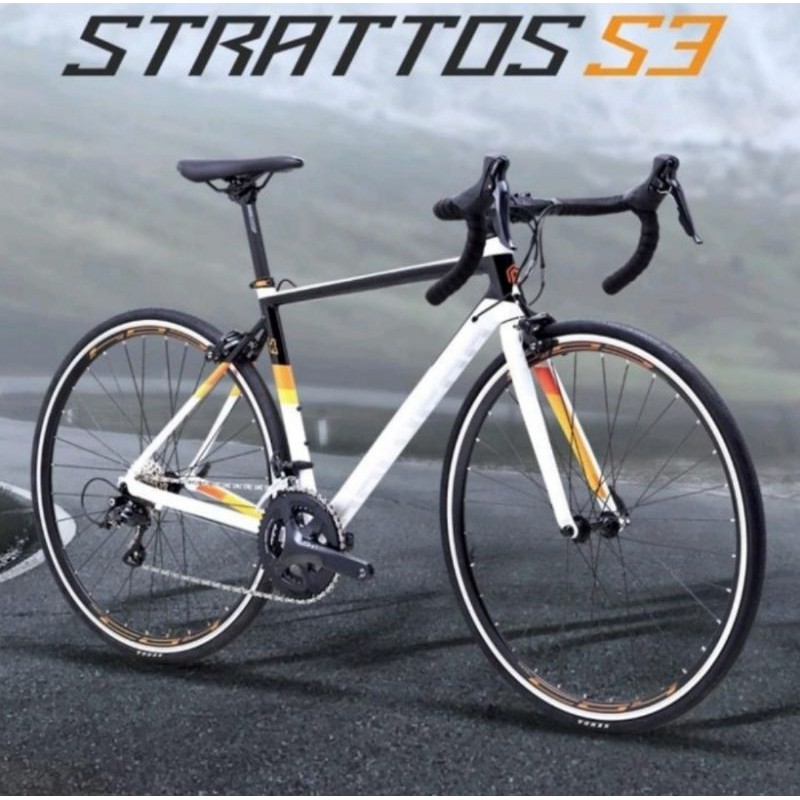 Jual Sepeda Road Bike RB Balap Polygon Strattos S3 Hitam Putih Baru Murah Tahun 2021 | Shopee 