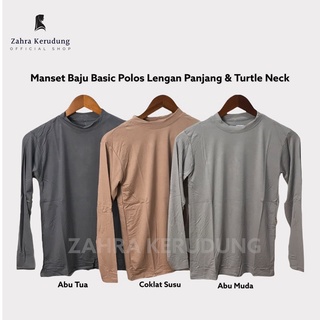 Manset Baju Basic Atasan/Dalaman Wanita Turtle Neck & LENGAN PANJANG Bahan KAOS RAYON Premium