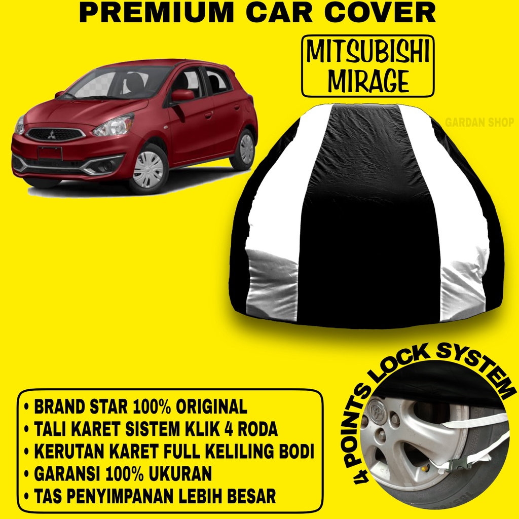 Body Cover MITSUBISHI MIRAGE Sarung Strip SILVER Penutup Pelindung Bodi Mobil Mitsubishi Mirage PREMIUM Cover