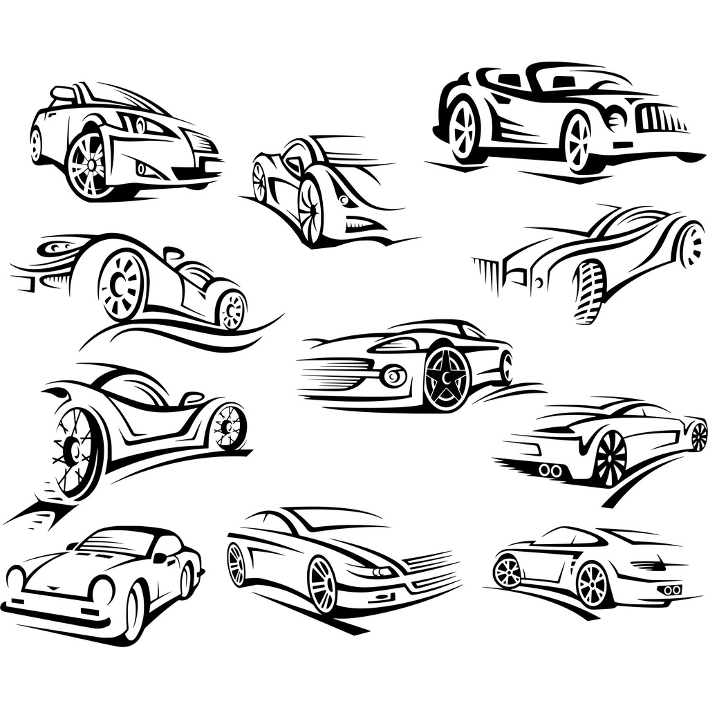 Cars Silhouette Line Art Vector - Coreldraw