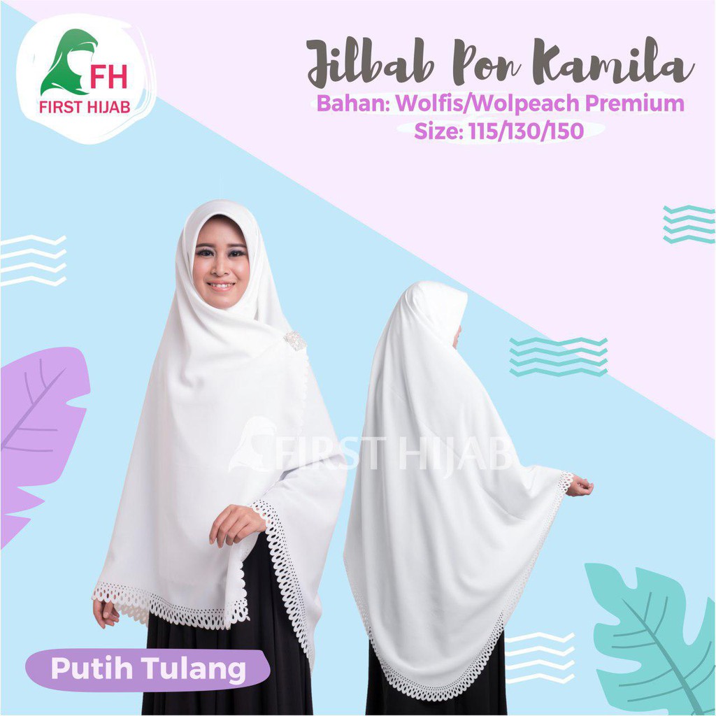 Jilbab Pon Segiempat First Hijab Putih Tulang Shopee Indonesia