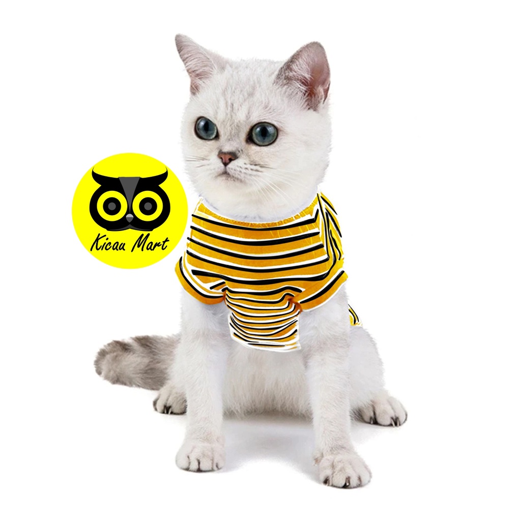 Baju Kaos Kucing Anjing Sempati Motif Garis Kaos Singlet Kitten Anabul Puppy Tank Stripe Pet Shirt Pakaian Musim Panas Anjing Kelinci Monyet Lucu Murah Ukuran S Small