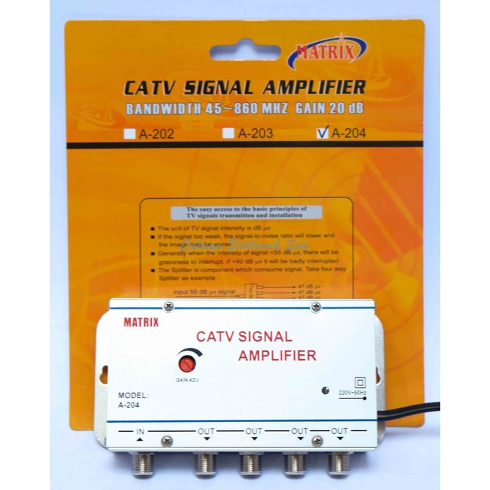 Matrix Booster Penguat Sinyal CATV Signal Amplifier 4 way splitter