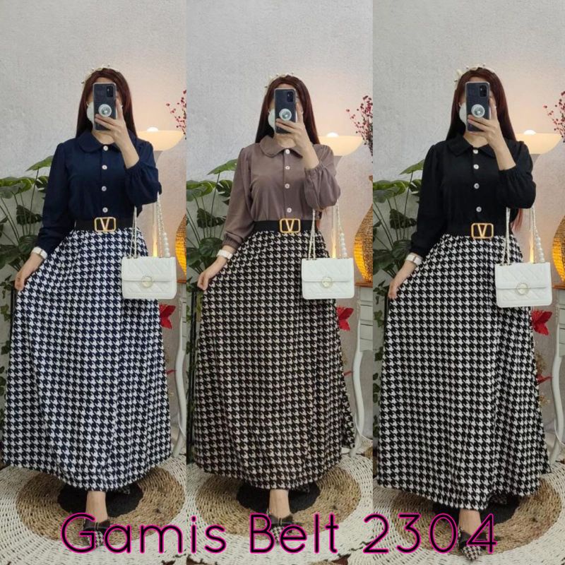 GAMIS VOXY SABUK POLOS KOMBINASI KANCING AKTIF