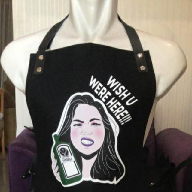 Apron Canvas With Sintetic Leather - Celemek Shoesclean Barista Bartender Barberman Chef Koki Barber