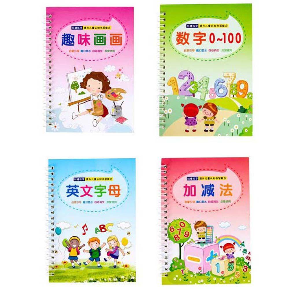 Mxbeauty Buku Copybook Bahasa Inggris Anak Dengan Isi Ulang Pulpen 3-8 Tahun Angka 3D Alur Latihan Lukis Tangan Tulisan Inggris