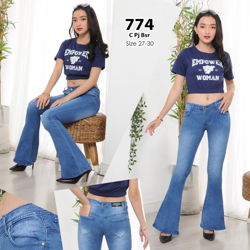 ( Bisa COD ) MC girl - Celana Jeans Cutbray Polos Wanita / Celana Jeans Kaki Lebar / Boot Cut