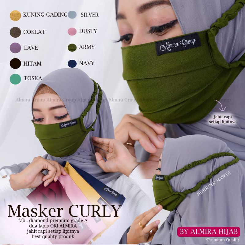 Masker Serut lembut nyaman dan Keren Masker Kain merk Simple Hijab dan Almira Grup