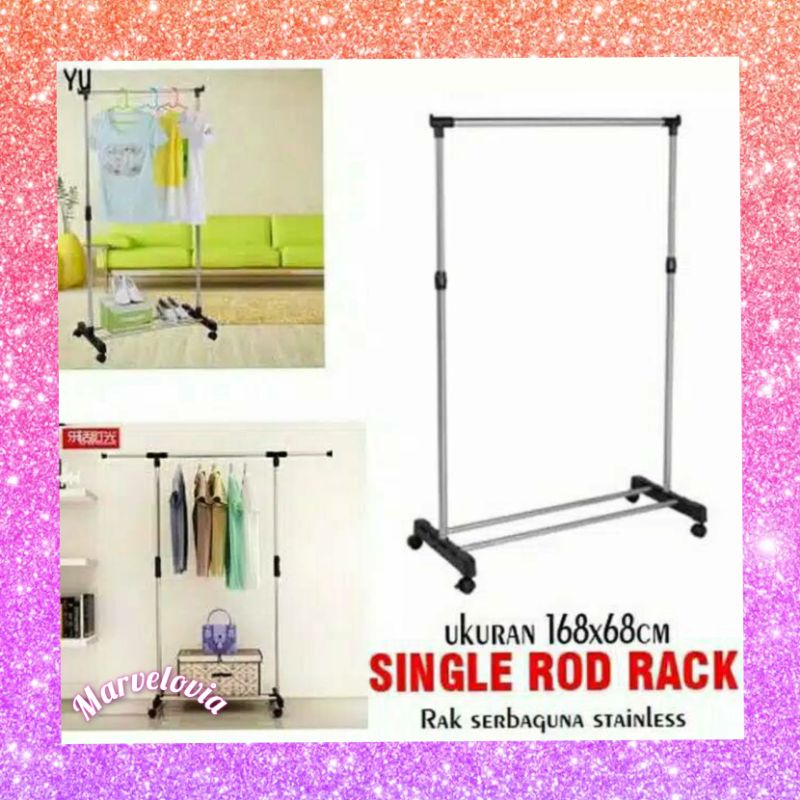 Single Rod Rack / Rak Serbaguna Baju Gantung Stainless