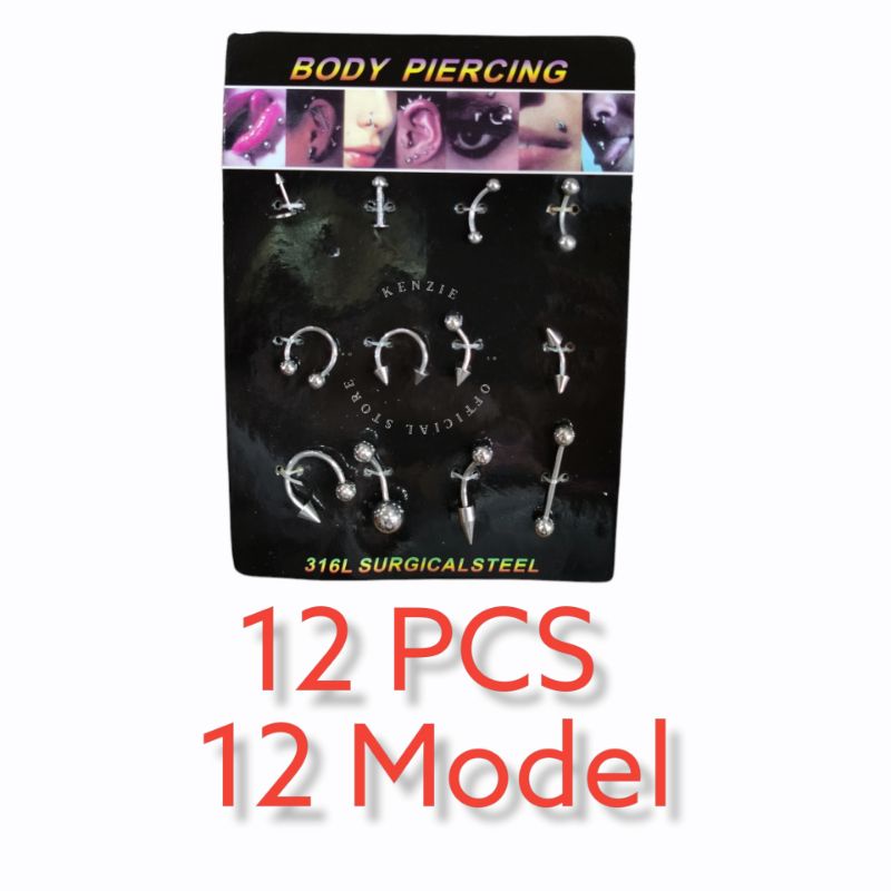 Anting Piercing Pria Wanita isi 12 Pcs SKN 24