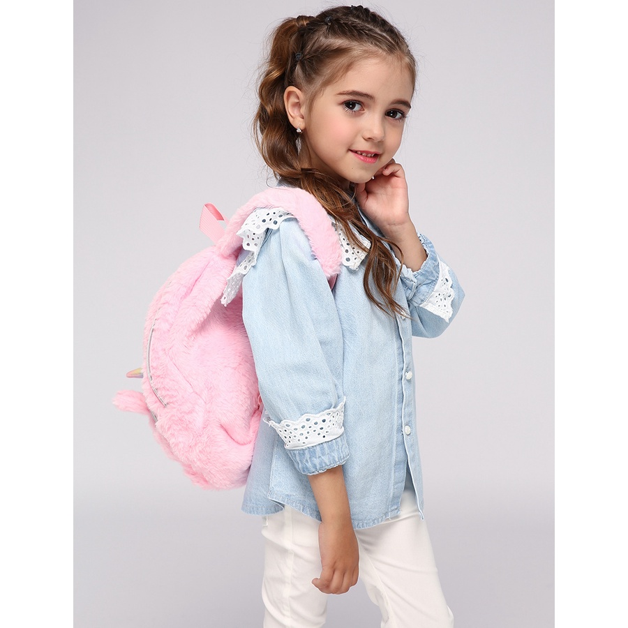 Tas Wanita Ransel Anak Backpack Cute Unicorn Color Large Bahan Plush