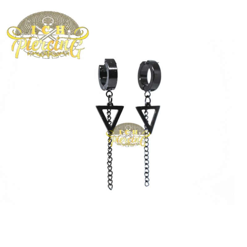 BEST PRODUK Anting Titanium BLACK / Anting Tindik dan jepit / Anting Pria Wanita/ anting bts hitam