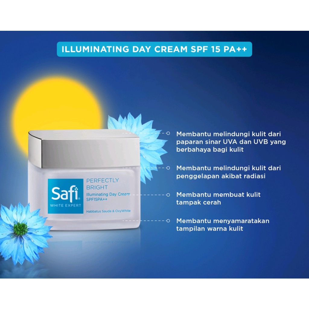 Safi White Expert Illuminating Day Cream SPF 15PA++ 45gr | Cream Pagi|Cream malam