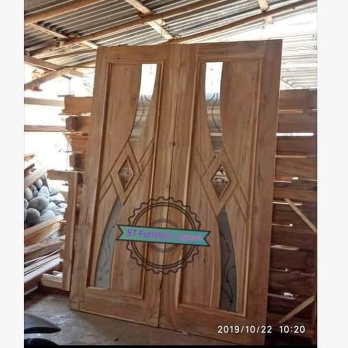 1 set 2 pintu rumah besar minimalis + kusen kayu jati mentahan