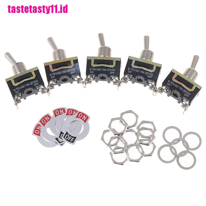 5 Pcs Toggle Rocker ON / OFF 15A 250V SPST 2 Pin Untuk Mobil Dan Perahu