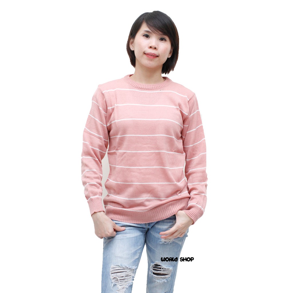 Baju Rajut Berskha Wanita| Sweater Rajut Berskha Stripe