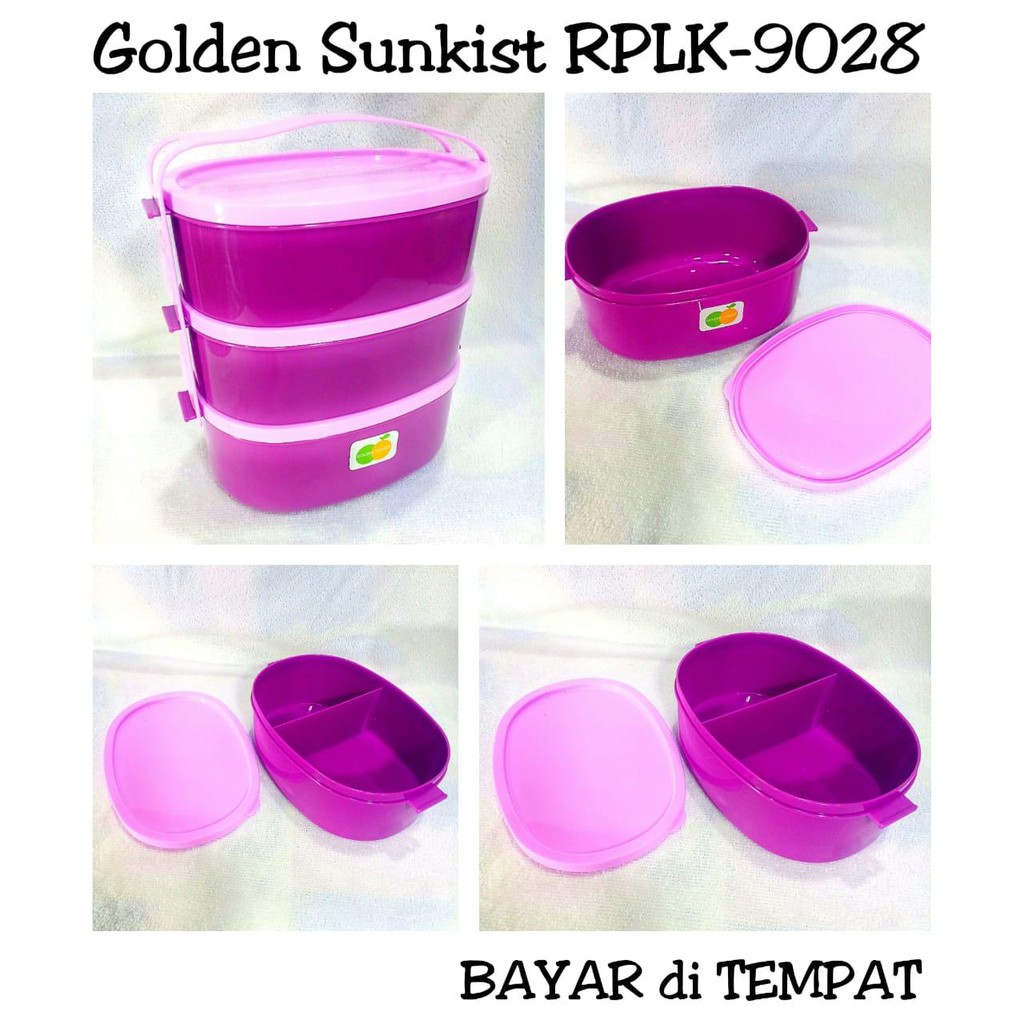 Rantang Oval Golden Sunkist RPLK-9028 / Rantang Plastik Susun 3