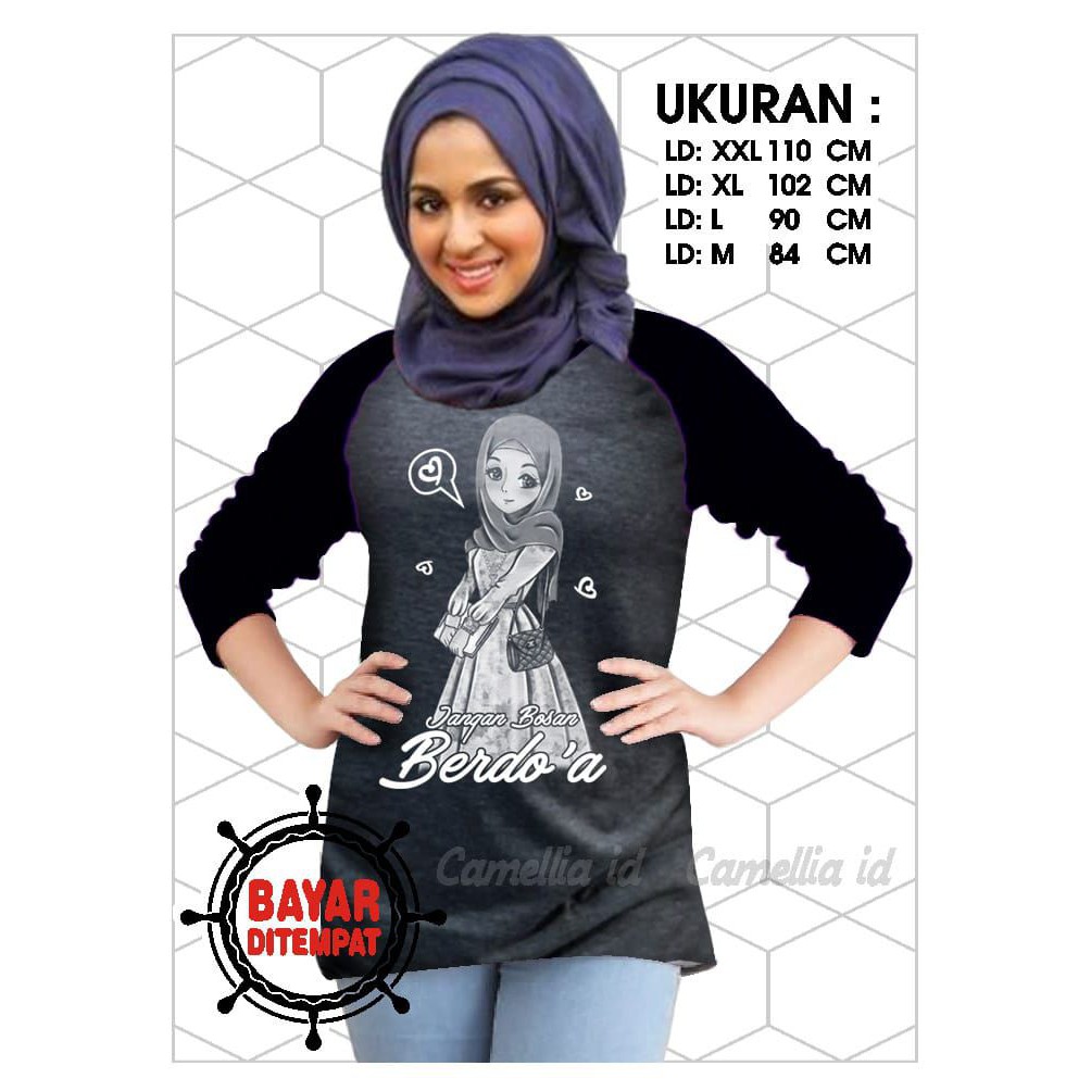 Kaos Raglan (BERDOA)/Kaos Wanita Lengan 3/4/ Kaos Wanita/ Kaos Cewe/ Kaos Oblong/Misty