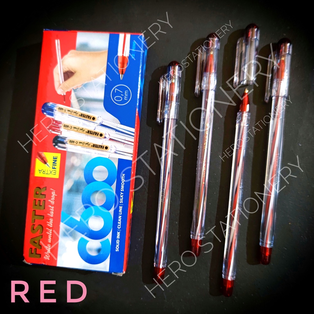 

Faster ballpoint pen pena pulpen C600 tinta merah red . 12 unit