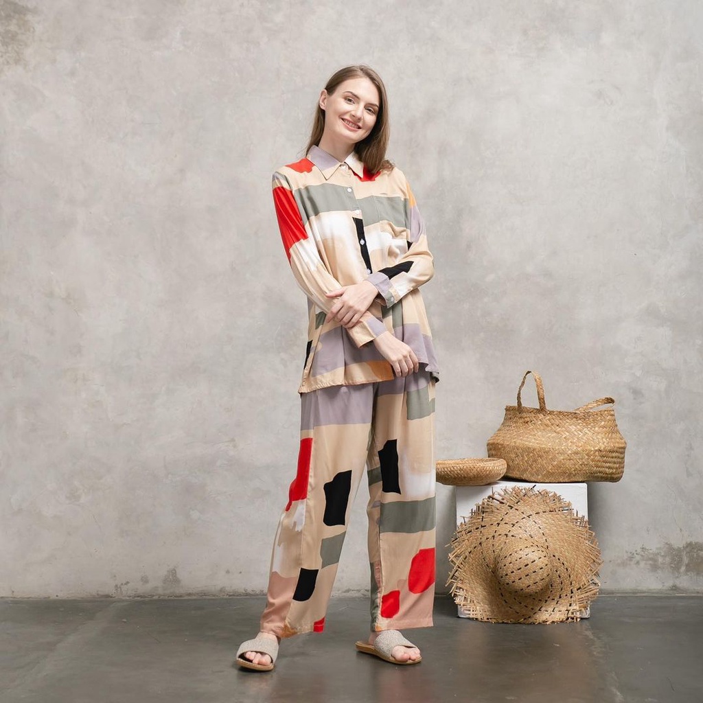 PIYAMA JUMBO LD 120 Rayon Premium One Set Pajamas / Sleepwear Daily Set-Khai 27A