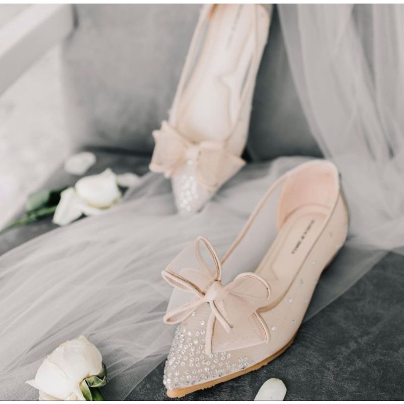 Valencia by enrica Rosetta flat nude sz 39 Ready Stok