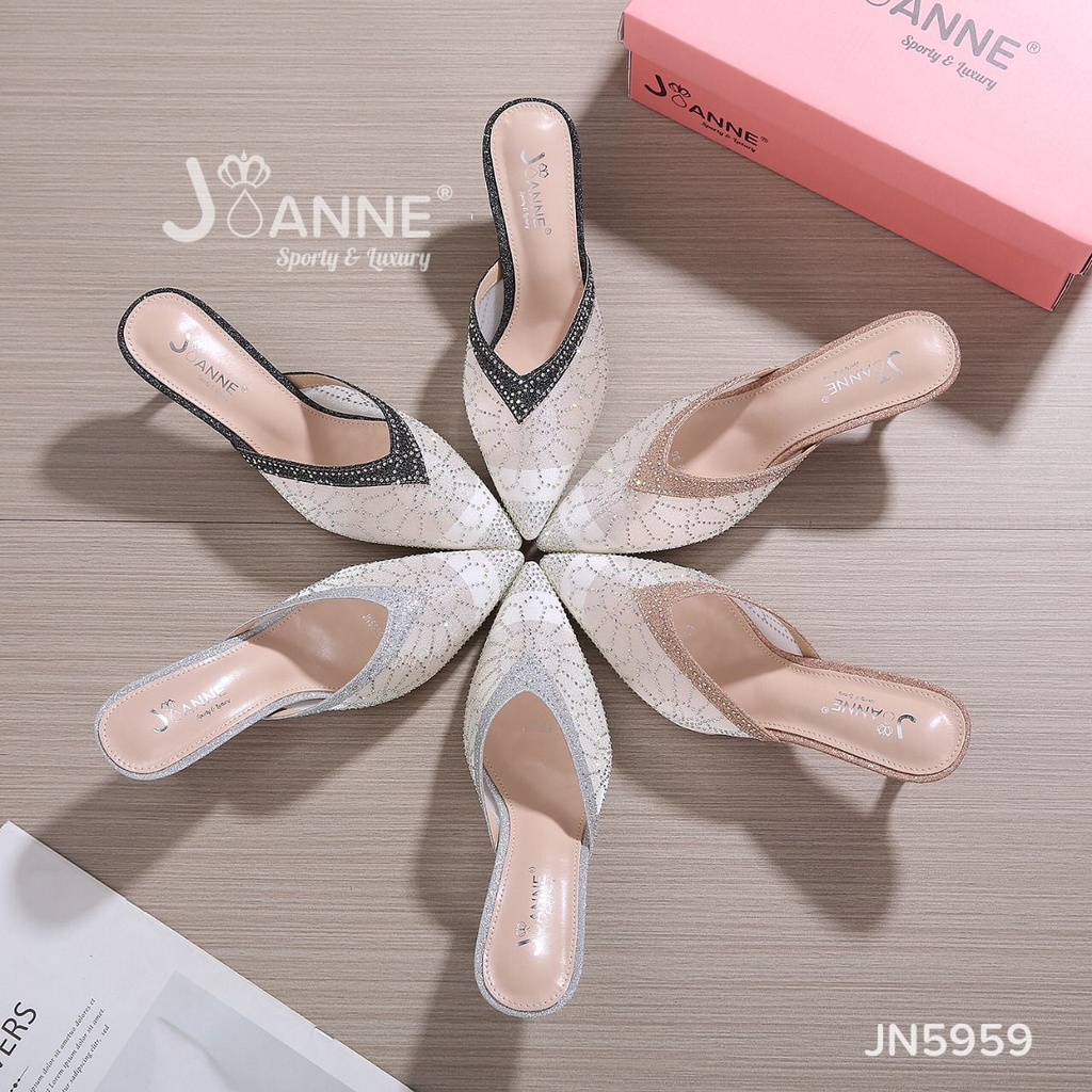 JOANNE Mules Heels Shoes Sepatu Pesta #JN5959 ORIGINAL